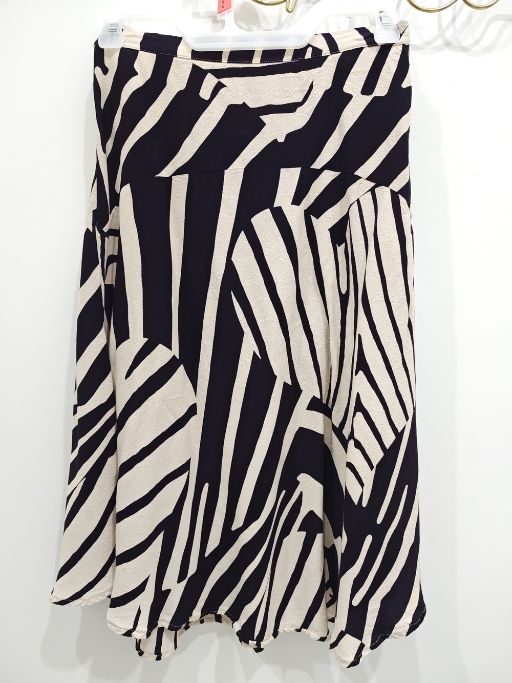 Anthropologie Maeve Black and Cream Graphic A-Line Skirt